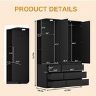 71 7 h Wardrobe Closet Lighting Cabinet Storage Shelves 2 Doors 6 Drawers Mirror