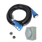 50a 25ft Rv Extension Cord   Power Inlet Box Combo Kit Twist Lock   Led 125 250v