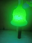Uv Reactive Milk Glass Bell 6in Green white Textured Geometric Decorative