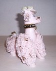Vintage 1950s Lefton Japan Pink Spaghetti Poodle Rhinestone Collar Flowered Hat