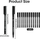 12 Pack Fine Point Black Permanent Marker Pens 0 6mm  Quick-dry Waterproof Ink F