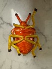 Enameled Metal Beetle  Hinged Trinket Box With Green Rhinestones 3     please Read
