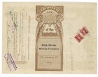 High Divide Mining Company  Stock Certificate  1919