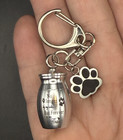 Dog Cat Pet Cremation Ashes Urn Key Chain Keepsake Paw Print Memorial Jewelry
