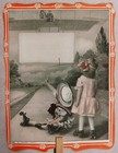 C1915 Hand Ad Fan For Duttton  Woodstock  Vt - Children Looking At A Bi-plane