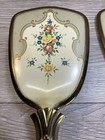 Vintage Gold Antique Vanity Dressing Table Set Hand Mirror   Brush Floral Euc