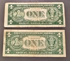 Lot Of 2 Old Us One Dollar Bills 1935-e   1957 Silver Certificates Blue Seal