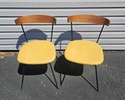 Vintage Mid-century Modern Shakor Designs Wrought Iron   Yellow Dining Chairs   