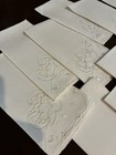 Vtg White Thick Linen Dinner Napkins 17x17 Hand Embroidery Cutwork Set Of 11 Euc