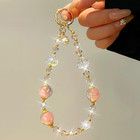 Phone Charm With Crystal handpainted Bead  Kawaii Hands-free Wrist Strap For Wom