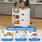 Kitchen Island Cart Rolling Utility Trolley W  3 Drawers 3 Shelves Storage Wood
