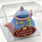 Dritz Tea Pot Shaped Pin Cushion Blue Sewing Needle   Thread Flower Print 2006