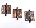 3 Antique Stanley Sweetheart Door Hinges Steel Copper Flashed Japanned 4  X 4 