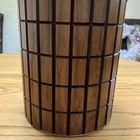 Vintage Mcm Mid Century Modern Barrel Style Walnut Wood Ice Bucket