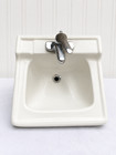 White Vintage Wall Mount Bathroom Sink W  Chrome Faucet
