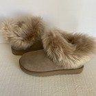 Nwt Ugg Ankle Boots Us 7  uk 5  Fluffy Fur Trim Tan - Comfort Iconic Ugg Brand