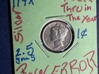 194x Mercury Dime Error Struck Thruin The Year         