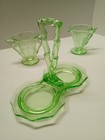 Rare Vintage Cleo Pattern  Cream  Sugar  Holder  Green  Cambridge Glass Co
