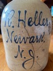 R  Heller Newark Nj Blue Script Antique Stoneware Jug 2 Gallon 19th Century