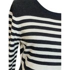 Women s Striped Knit Midi Long Sleeve Sweater Dress Black M Fall Winter Comfy