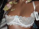 Vtg Silky Nylon Lace Unlined Scallop Shelf Uw Bra Nwt Lace Frilly 38 B c