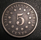 Old Us Coins 1872 5 C Shield Five Cents Nickel