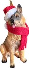 German Shepherd Christmas Ornament Dog Santa Hat Scarf Resin 4   