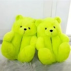 Green Teddy Bear Women Slippers One Size Fits All