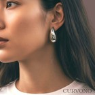 Italian Made 925 Sterling Silver Chunky Teardrop Modern Earrings Studs For Women