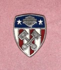 Harley Davidson Motorcycles American Flag Shield Crossed Pistons 2000 Lapel Pin