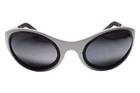 Deadstock Genuine Vintage Retro Futuristic Metal Silver Frame Oval Sunglasses