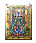 Stained Glass Window Panel Tiffany Style Victorian Design 18 X 24  Matching Pair
