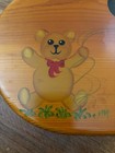 Vintage Hand Painted Stool Child Kid Teddy Bear Balloons Bathroom Nursery