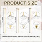 600 X 3 Styles 1 97  Head Pins Set For Jewelry Making gold Tone 