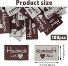 100 Pcs Personalized Sewing Labels For Handmade Items  Hand Made With Love Tags 