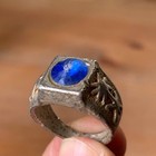 Very Stunning Ancient Roman Silver Color Ring With Blue Stone Authentic Antique