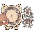 135-piece Morandicolored Cat Shaped Wooden Jigsaw Puzzle New Tl