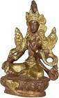 Brass Tibetan Buddhist Saviour Goddess Green Tara Small Figurine Statue
