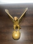 Beautiful Vintage Brass Flying Bald Eagle Flag Pole Topper 11  Tall