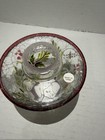 Yankee Candle Crackle Glass Votive Holder  Christmas Berry Pattern Red green