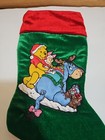 Santa s Best Winnie The Pooh Christmas Stocking Eeyore Piglet Green Velvet 18 