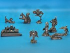 Vintage Handmade Pewter Figureine Lot  11 Pieces   2 Free Pieces  Stork   Frog  