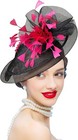 Sinamay Fascinator Hat Floral Feather Pillbox Derby Hats For Women Wedding Te   