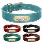 Real Leather Dog Collar Personalized Name Engraved For Small Medium Large Dog Xl