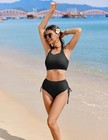 Womens High Waisted Bikini Sets Cheeky Push Up Two Piece Swimsuits Drawstring Ha