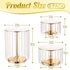 Set Of 6 Metal Cake Stands With Crystal Pendant Round Dessert Display Plate C   