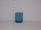 Blue Pressed Glass Votive Holder Tumbler Patterned Vintage Style New
