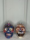Colorful Day Of The Dead Sugar Skull Ornaments Set Of 2 Dia De Los Muertos Decor