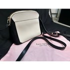 Kate Spade Morgan K8964 Double Zip Dome Crossbody Cream Black Saffiano Leather