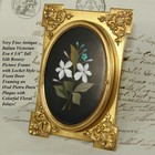 Antique Italian Victorian Pietra Dura   Gilt Bronze 4 25  Picture Frame   Floral